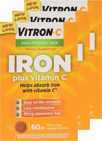 VITRON-C High Potency Iron Plus Vitamin C Tablets - 60 Ea - 3 pack