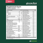 Greens First Original Greens Powder - 49 Superfoods - Organic Fruits & Veggies - Prebiotics, Probiotics & Digestive Enzymes - Antioxidant Smoothie - Dairy Free, Vegan & Non-GMO - Berry - 60 Servings