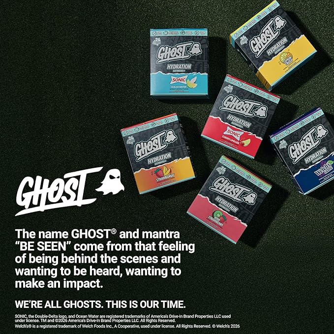 GHOST Hydration Sticks, Electrolyte Powder Packets, Lemon Crush - 24 Sugar Free Instant Electrolyte Drink Mix - Caffeine-Free Daily Hydration & Immune Support with Clean Formula