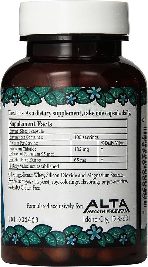 Alta Health Potassium Chloride and Silica Capsules, 100 Count