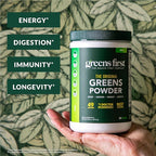 Greens First Original Greens Powder - 49 Superfoods - Organic Fruits & Veggies - Prebiotics, Probiotics & Digestive Enzymes - Antioxidant Smoothie - Dairy Free, Vegan & Non-GMO - Berry - 30 Servings