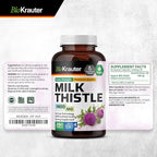 BIO KRAUTER® Milk Thistle Supplement for Liver Cleanse & Detox - Pure Vegan Milk Thistle Extract 1400 mg per Serving Сontains Silymarin - 250 Capsules, 125 Days of Supply, Non-GMO