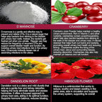 THE ENCLARE NUTRITION D Mannose with Cranberry Pills, Urinary Tract Health UTI Support, Kidney, Bladder, Liver Cleanse, Detox. D-mannose 1000mg Capsules, Cranberry Juice Powder, Dandelion & Hibiscus