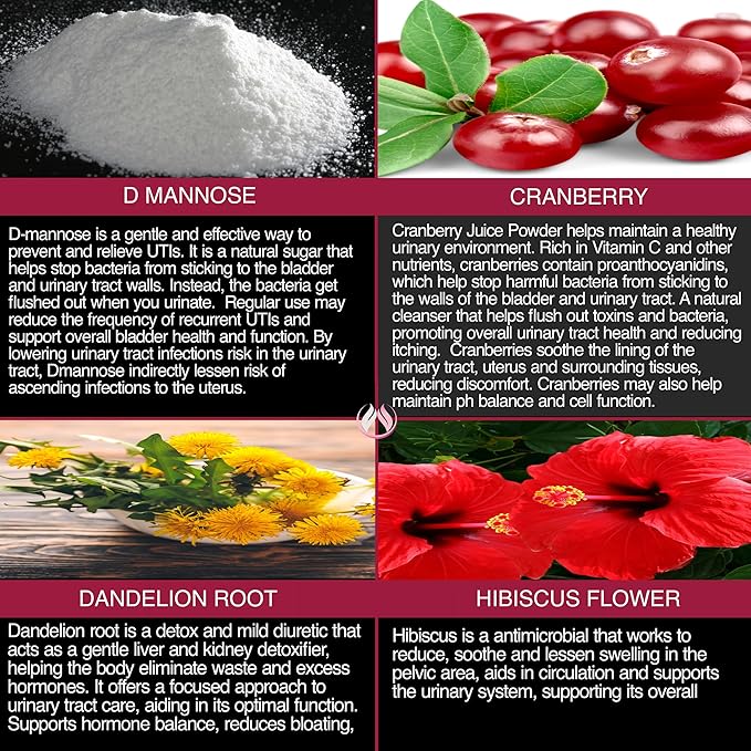 THE ENCLARE NUTRITION D Mannose Capsules|1000mg with Cranberry Pills for Women & Men, Hibiscus & Dandelion. Fast-Acting Urinary Tract Health, Bladder Control, Liver Support, Kidney Cleanse & Detox(2)