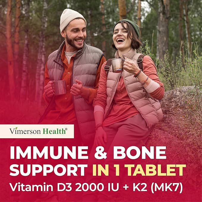 Vitamin D3 K2 Supplement – All-in-1 Support for Immune, Bone & Heart Health – Vitamin D + Vitamin K (as MK7) – K2 D3 2000IU Vitamin Supplement, 90 Natural Cherry-Flavored Chewables