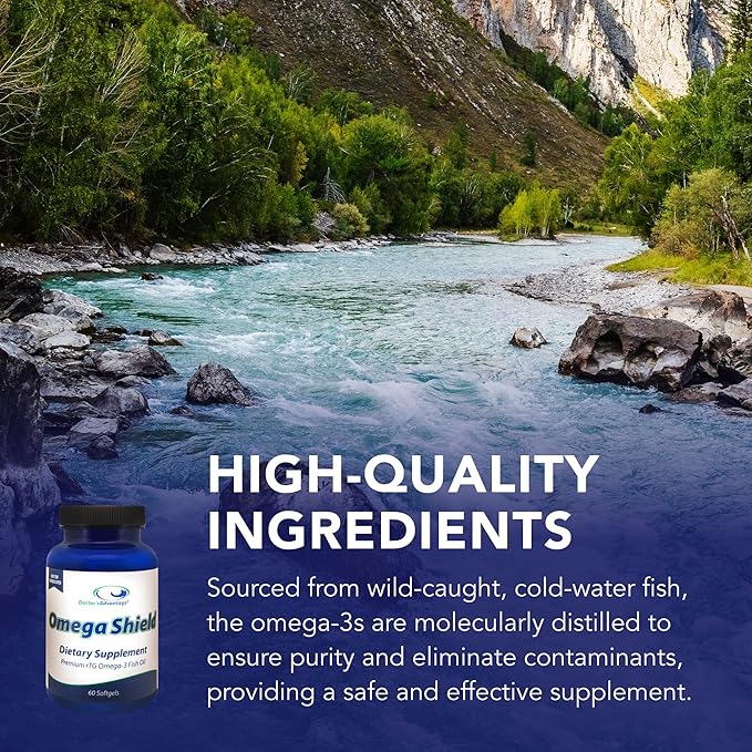 Doctor's Advantage Omega Shield Supplement - 60 Softgels, 30-Day Supply - Premium Mercury-Free Triglyceride Omega 3 Fish Oil for Optimal Heart and Eye Health
