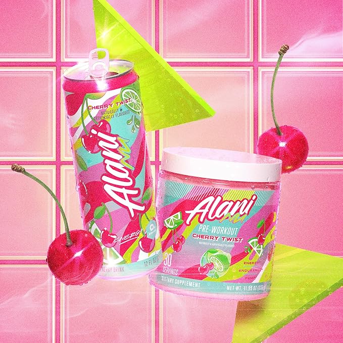 Alani Nu Pre Workout Powder Cherry Twist, Amino Energy Boost, Endurance Supplement, Sugar Free, 200mg Caffeine, L-Theanine, Beta-Alanine, L-Citrulline, 30 Servings