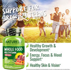 NATURELO Multivitamins for Teenage Girls/Boys, 60 Capsules, Whole Food Multivitamin with Minerals, Non-GMO, Vegetarian