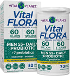 Vital Planet - Vital Flora Men Over 55 Daily Probiotic, 60 Billion CFU, Diverse Strains, Organic Prebiotics, Immune Support, Digestive Health Shelf Stable Probiotics for Men, 30 Capsules