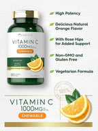 Carlyle Vitamin C Chewables | 1000mg | 180 Tablets | Vegetarian, Non-GMO, Gluten Free Supplement
