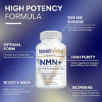 Research Verified NMN - Boost Cellular Energy, Support Healthy Aging & Vitality - 500mg Pure NMN - 60 Capsules - Pack of 6