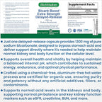 Bicarb Boost Sodium Bicarbonate Capsules Extra Strength 1300mg Organic Use Delayed-Release Sodium Bicarbonate Tablet, Kidney, Alkalinity, Health, Pure Baking Soda Tablet 120 Sodium Pills