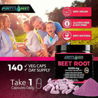 Purity's Best Beet Root Capsules, 140 Veggie Pills, Supports Blood Circulation - Helps Nitric Oxide Production, Beet Root Extract, Pure, Non-GMO