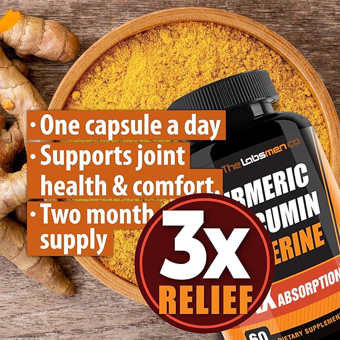 Just One Vegan Turmeric Curcumin Capsule a Day – 95% Curcuminoids Turmeric Curcumin 3X Formula with BioPerine® Black Pepper – Extra Strength – Supports Joint Comfort & Healthy Lifestyle – 2 Months