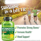 NATURELO Vitamin D - 5000 IU - Plant Based from Lichen - Natural D3 Supplement for Immune System, Bone Support, Joint Health - High Potency - Vegan - Non-GMO - Gluten Free - 180 Capsules (Pack of 2)