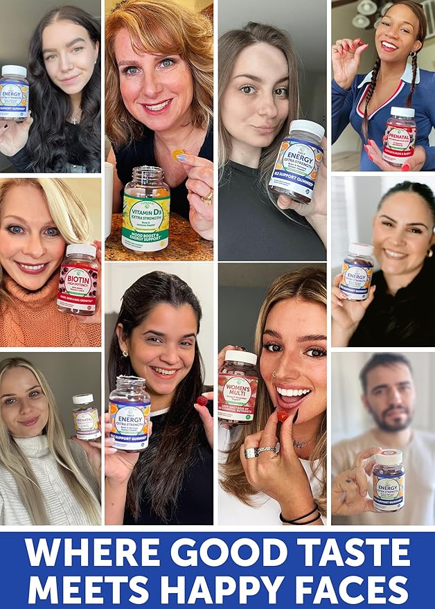 Lunakai USA Made Vegan Energy Gummies – Daily Energy Supplements – 3000mcg Vitamin B12 Gummies for Women & Men – for Home or On‑the‑Go Use, 60ct