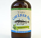 Virgin Cod Liver Oil - 8 Fl oz Natural, Wild Caught & Fresh Tasting,.High in Vitamin D, Omega 3 DHA/EPA (Peppermint Flavored)