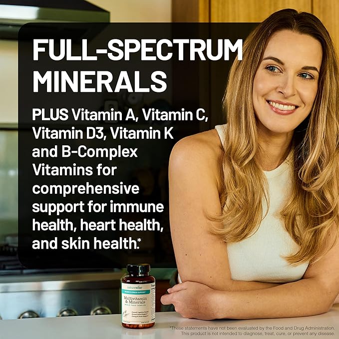 NatureWise Multivitamin for Women + Stress Support with Organic Whole Foods & Natural Minerals-B-Complex+Vitamin C+D3 K2 for Immunity,Hair,Skin & Nails-Non-GMO-60 Capsules[30-Day Supply], (Pack of 2)