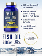 Carlyle Fish Oil 3000mg | 900mg Omega 3 | 200 Softgels | Lemon Flavor | Non-GMO and Gluten Free Supplement
