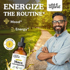 Wild & Organic Maca Root Ashwagandha Drops for Men and Women - Liquid Maca Ashwagandha Supplement for Overall Support - Peruvian Extract Tincture - Vegan, Sugar & Alcohol-Free - 4 fl oz