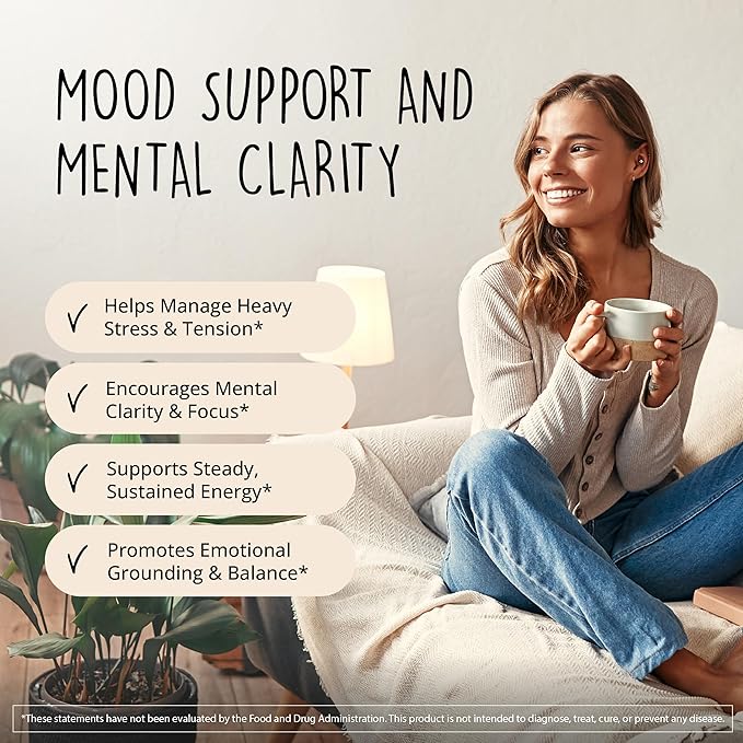 Joy-Filled Mood Support Supplement - 7 Herb Complex + St. Johns Worts (120 Ct) | Stress Relief Supplement with Rhodiola Rosea, Eleuthero | Helps Calm The Mind & Body | 100% Plant-Based Happy Pills