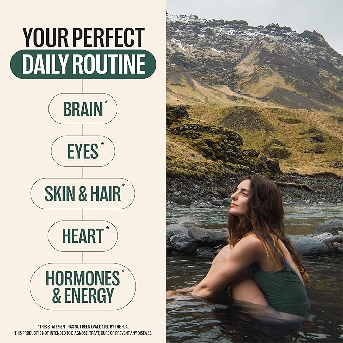 Orlo DHA Supplement 1000mg - 3X Absorption Natural Icelandic Nordic Omega 3 DHA & EPA for Brain & Eye Support – Vegan Fish Oil Alternative, No Fishy Aftertaste, 60 Easy-to-Swallow Mini Softgels