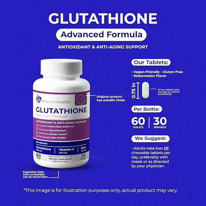 Twin Pack Glutathione Enhanced with Vitamin C & Zinc | Advanced Antioxidant & Immune Support | Detox & Skin Health Formula | 120 Tablets - Two (2) Month Supply