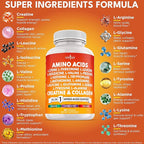 NEW AGE Amino Acids Supplement L-Lysine, L-Threonine, L-Leucine, Isoleucine, Valine, L-Histidine, L-Tryptophan, L-Methionine, L-Arginine, L-Cysteine, L-Glutamine, L-Serine, Aspartic Acid- 60 Count