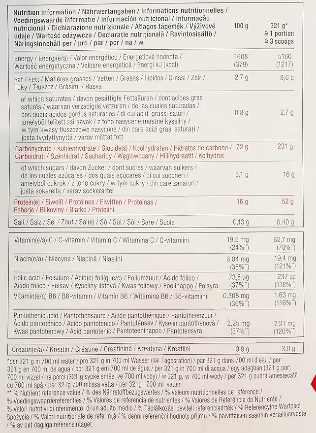 Dymatize Super Mass Gainer Protein Powder, Rich Chocolate, 52g Protein, 1g Creatine, 1280 Calories, 10.7g BCAAs, 245g Carbs, Contains Whey Protein Powder, Isolate, and Casein (16 Servings)