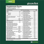 Greens First Gift Set - Limited Edition Glass Carafe & Organic Greens Powder - 49 Superfoods - Prebiotics, Probiotics & Digestive Enzymes - Dairy Free, Vegan & Non-GMO - Mint - 30 Servings