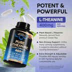 L Theanine 400 mg | L-Theanine Stress Relief | Extra Strength Supplement | Made in USA | Relaxation, Sleep & Calm Support | For Men & Women | Plant Based, Non-GMO & Gluten-Free | 240 Vegan Capsules