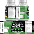 Clean Nutraceuticals Saw Palmetto Pumpkin Seed Oil Pygeum Sunflower Lecithin Stinging Nettle Cranberry - Prostate Supplements for Men with Lycopene - 90 Caps