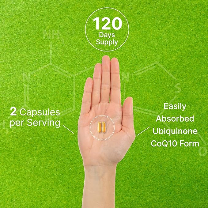 DEAL SUPPLEMENT CoQ10 100mg with Omega 3 100mg, 240 Capsules | Bioavailable Coenzyme Q10 Formula | Non-GMO