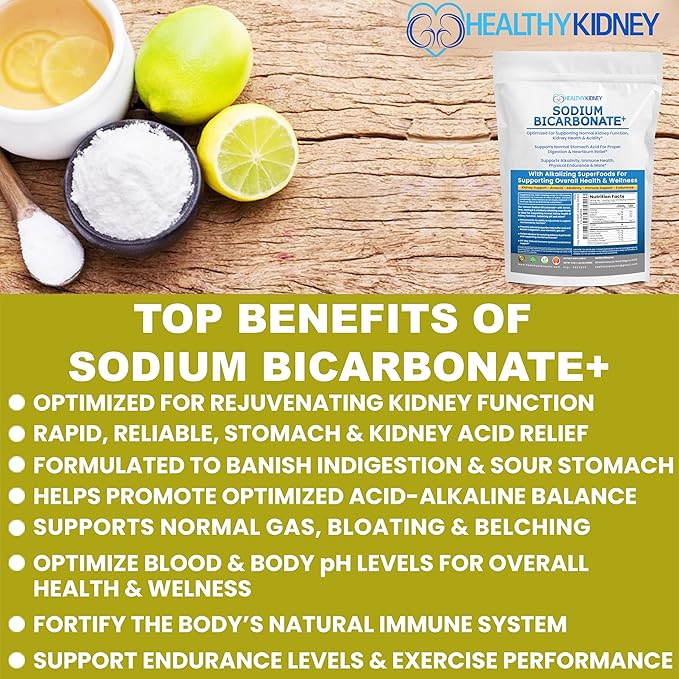 Organic Sodium Bicarbonate Alkaline Supplement Bundle: 1LB Powder for Alkalinity, Kidney & Acid Support + PhosFix 120 Pills Phosphorus Binder for Healthy Phosphorus Levels & Kidney Health Renal Suppor