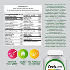 Centrum Silver Multivitamin for Adults 50 Plus, Multivitamin/Multimineral Supplement, Vitamin D3, B Vitamins, Gluten Free, Non-GMO Ingredients, Supports Memory and Cognition in Older Adults - 220 Ct