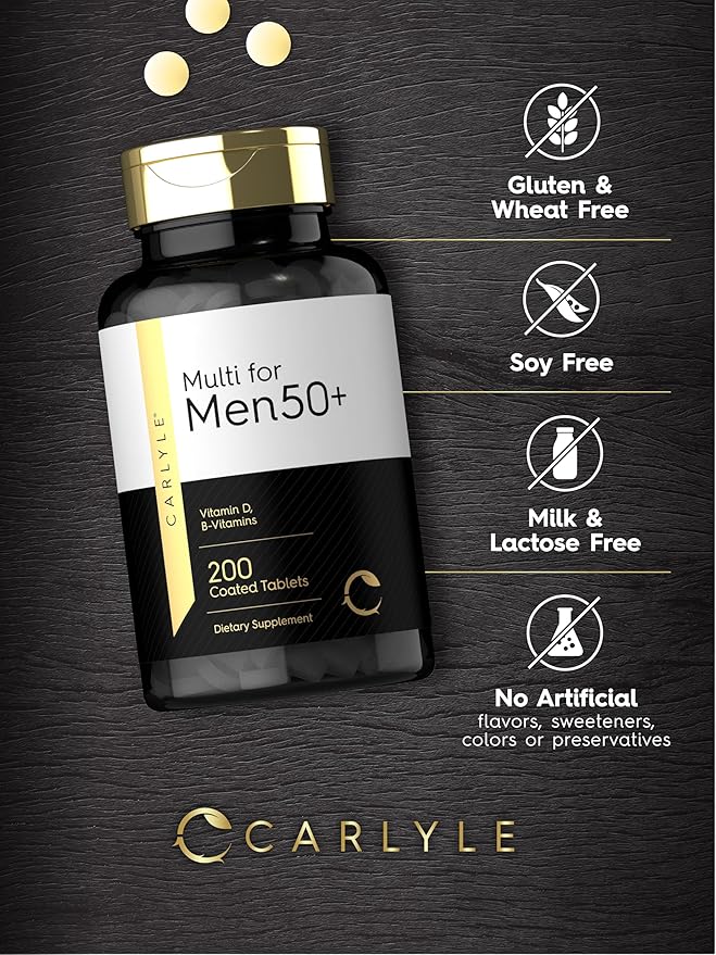 Carlyle Multivitamin for Men 50+ | 200 Count | with B Vitamins, Vitamin D, Magnesium & Zinc | Non-GMO, Gluten Free Supplement