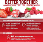 Resveratrol , Mixed Berry, 60 Soft Chews + NMN Supplement, Nicotinamide Mononucleotide to Support Healthy Aging and Energy Metabolism, Boosts NAD+ Levels, No Gelatin, Non-GMO, 30 Vegetable Capsules