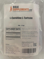 BulkSupplements.com L-Carnitine Tartrate Powder - Amino Acid Powder, Carnitine Supplement - Unflavored & Gluten Free, 1g per Serving, 100g (3.5 oz) (Pack of 1)