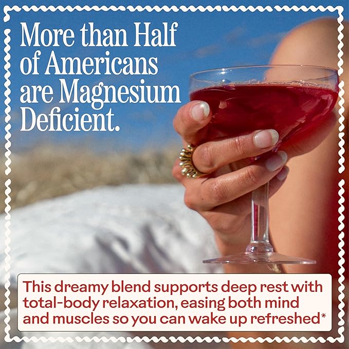 Wooden Spoon Herbs Magic Magnesium Glycinate Powder Drink Mix (Tart Cherry) | 300mg Magnesium, 0.5mg Plant-Based Melatonin | Calming Nighttime Supplement | Easy Mix Sleep Support Powder, Vegan | 3.7oz