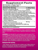 PINK Probiotics for Women | Digestive Health Support Capsules Plus Cranberry | 50 Count | Vegetarian, Non-GMO & Gluten Free Supplement