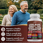 NEW AGE Lions Mane Mushroom Supplement with Turkey Tail Reishi Cordyceps Chaga with Marshmallow Root