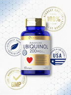 Carlyle Ubiquinol 200mg | 60 Softgels | High Absorption | Active Form of CoQ10 | Non-GMO, Gluten Free Supplement