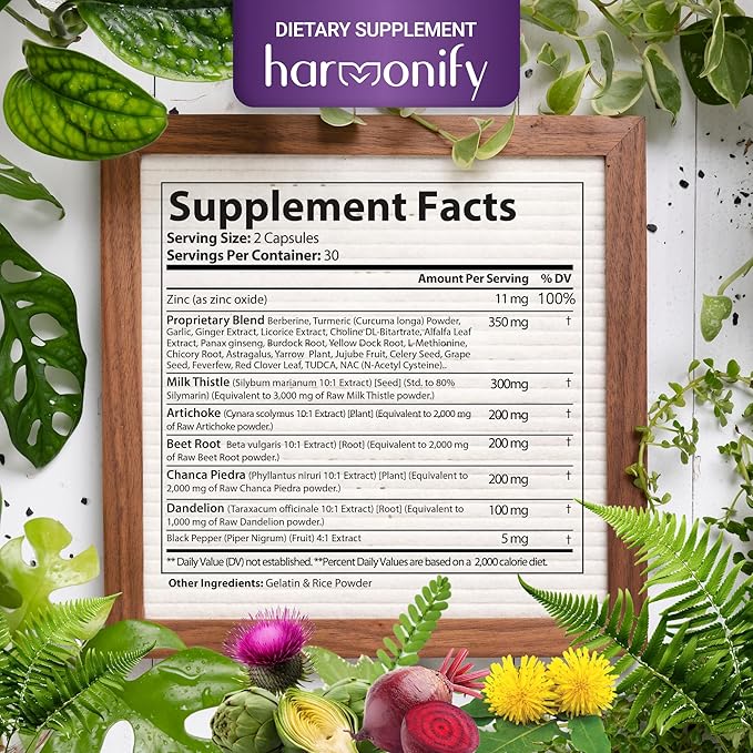 Milk Thistle Berberine Turmeric with Chanca Piedra, Detox & Cleanse & Repair Supplement, NAC, Beet Root, Artichoke, Dandelion Root, TUDCA Choline and Ginger, 30 Days Supply