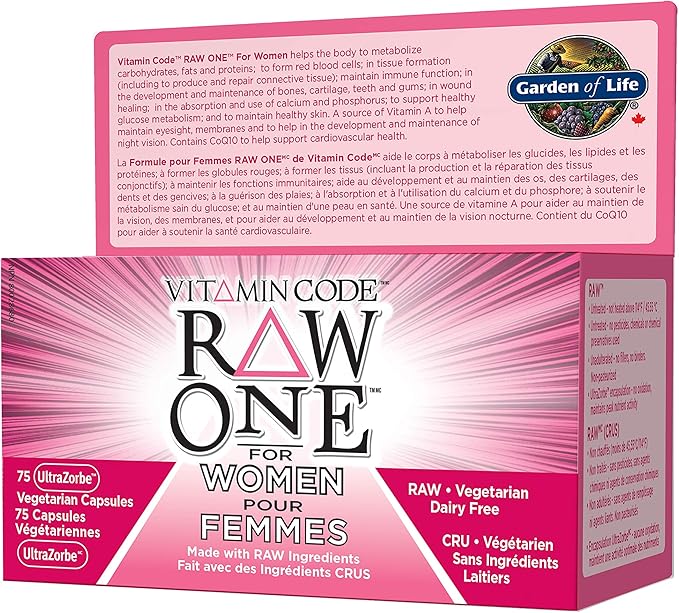 Garden of Life Vitamin Code Raw One for Women, Once Daily Women's Multivitamin - 75 Capsules, One a Day Vitamins Whole Food Iron, Probiotics for Digestive Health, Gluten Free Vegetarian, (Pack of 6)