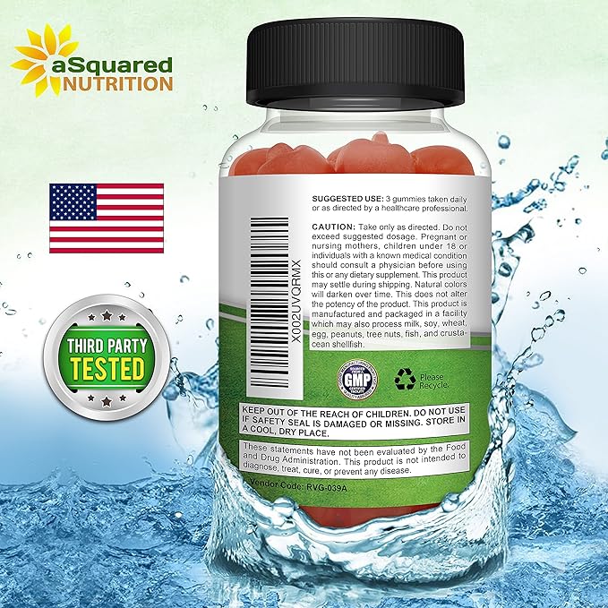 aSquared Nutrition Apple Cider Vinegar Gummies - 1500mg Per Serving - with The Mother - 90 ACV Gummies w/Vitamin B6 & B12, Folic Acid - Vegan Gummy Supplement Alternative to Capsules Pills (Pack of 2)