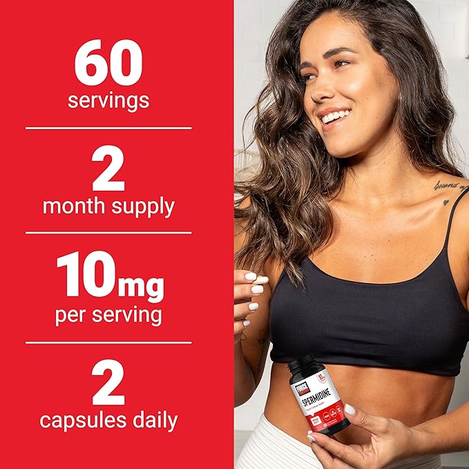 Force Factor Spermidine Supplements for Women & Men, Antioxidants Supplement for Longevity & Cellular Health, Vegan, No Gelatin, Non-GMO, 120 Capsules