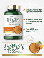 Carlyle Turmeric Curcumin Supplement | 180 Capsules | with Black Pepper, Curcuminoids and Bioperine | Non-GMO, Gluten Free