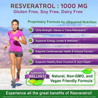 100% Natural Resveratrol - 1000mg Per Serving Max Strength (180 Capsules) Antioxidant Supplement, Trans-Resveratrol Pills for Heart Health & Pure, Polyphenols (Pack of 2)