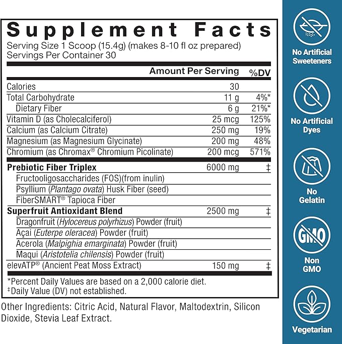 Force Factor Diet Aid Powder, Metabolism Booster & Diet Support Supplement for Lean Body Mass with 15x More Absorbable Chromium, Refreshing & Delicious, Tropical Fruit, 30 Servings