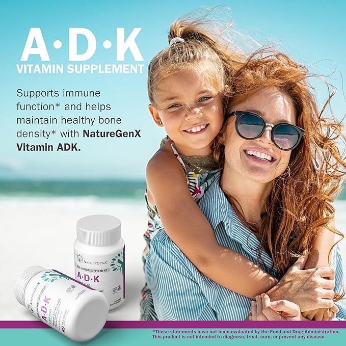 ADK Vitamin Supplement – Vitamins A, D3 & K2 MK-7 for Bone Health & Calcium Absorption – Gluten-Free, Non-GMO, Soy-Free – 120 Capsules, 2-Pack (4-Month Supply)